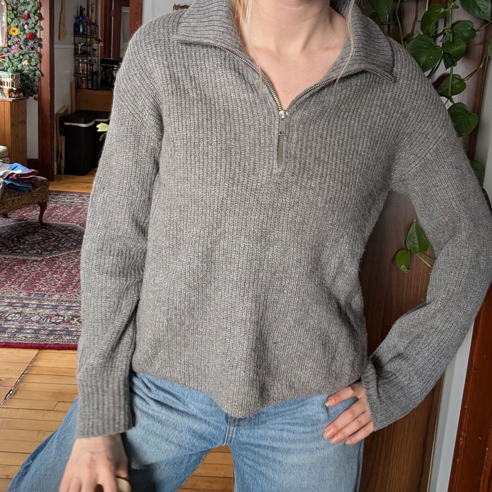 Grey quarter zip sweater